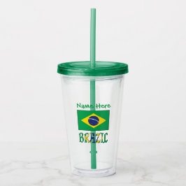 Vaso Acrílico Bandera de Brasil Personalizada 