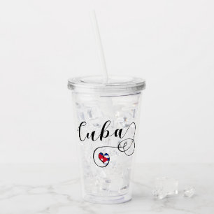 Vaso Acrílico Bandera de Cuba, guión cardíaco, bandera cubana