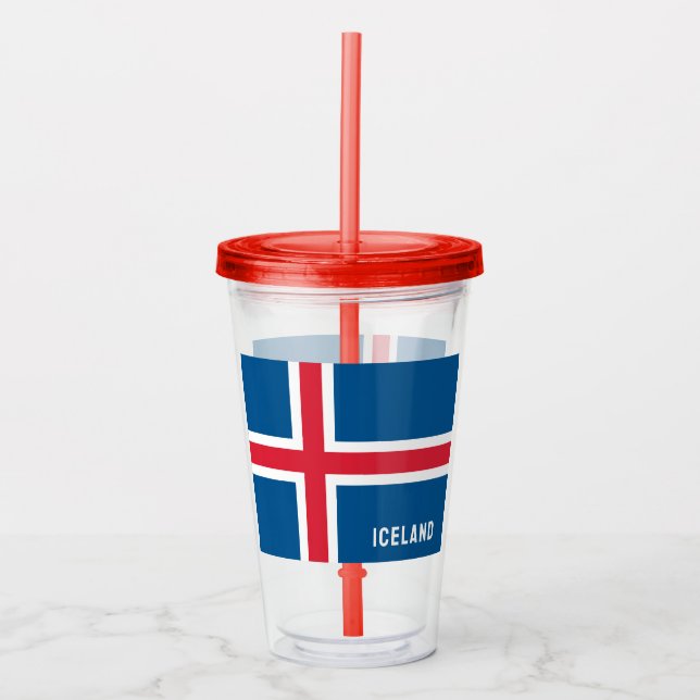 Vaso Acrílico Bandera de Islandia (Anverso)