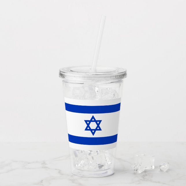 Vaso Acrílico Bandera de Israel moderna (Reverso (hielo))