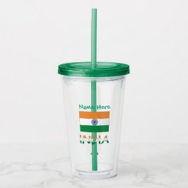 Vaso Acrílico Bandera de la India personalizada