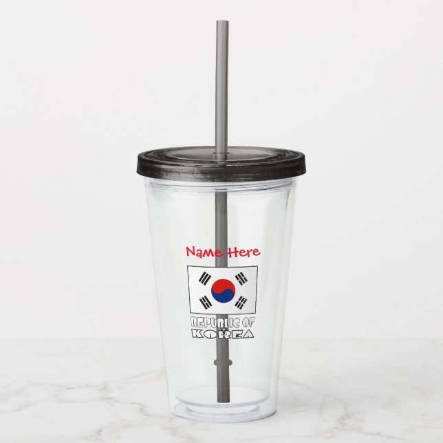 Vaso Acrílico Bandera de la República de Corea Personalizada (Anverso)