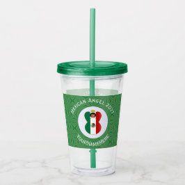 Vaso Acrílico Bandera de Navidad de Ángel Mexicano Personalizada