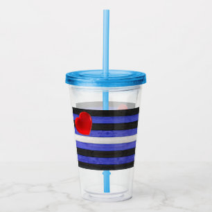 Vaso Acrílico bandera de orgullo de cuero SlipperyJoe's negro az