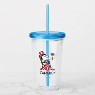 Vaso Acrílico Bandera de Snoopy Sgire el 4 de julio