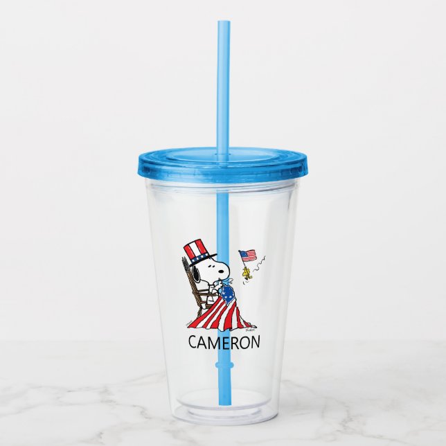 Vaso Acrílico Bandera de Snoopy Sgire el 4 de julio (Anverso)