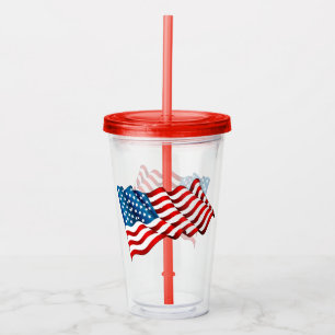 Vaso Acrílico Bandera de Tumbler acrílico y Straw-USA