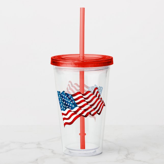 Vaso Acrílico Bandera de Tumbler acrílico y Straw-USA (Anverso)