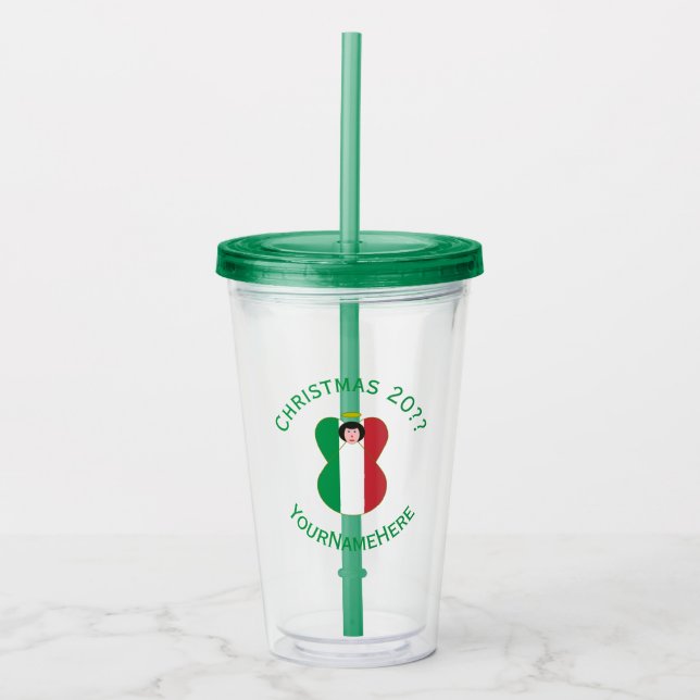 Vaso Acrílico Bandera del Ángel Italiano para Navidades (Anverso)