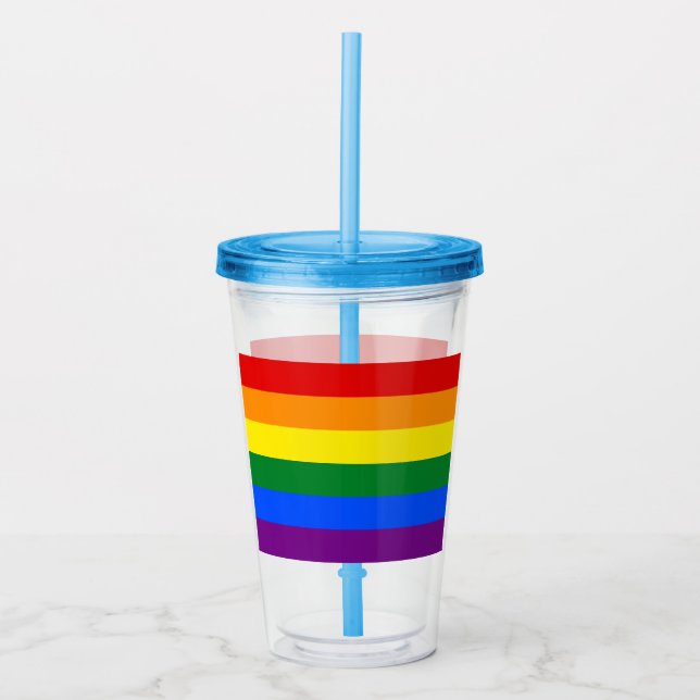 Vaso Acrílico Bandera del Orgullo Gay Arcoiris LGBT (Anverso)
