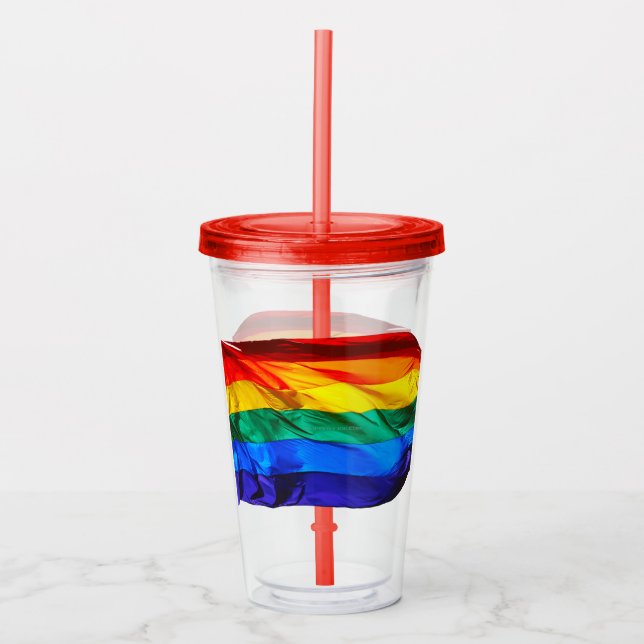Vaso Acrílico Bandera del orgullo gay de SlipperyJoe ondeando co (Anverso)