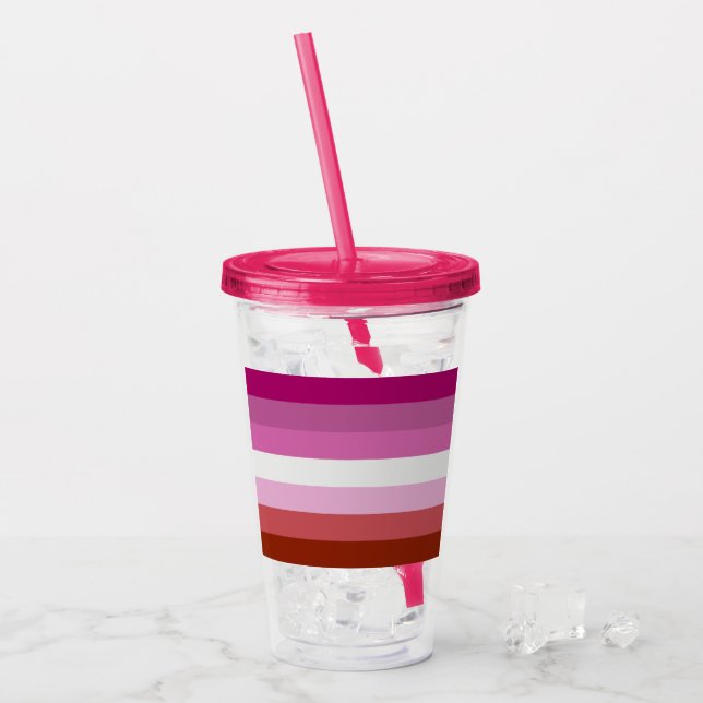 Vaso Acrílico Bandera del Orgullo Lesbiano (Anverso (hielo))