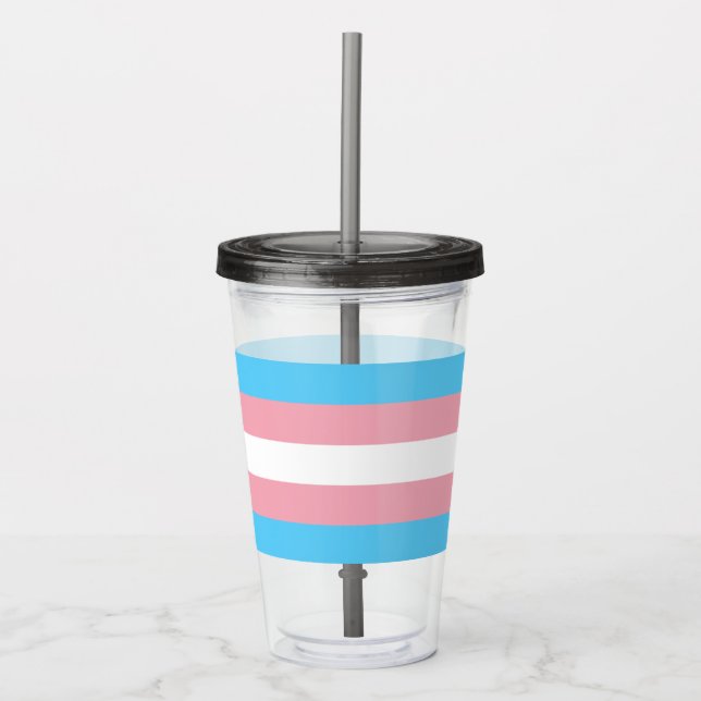 Vaso Acrílico Bandera del Orgullo Transgénero (Anverso)