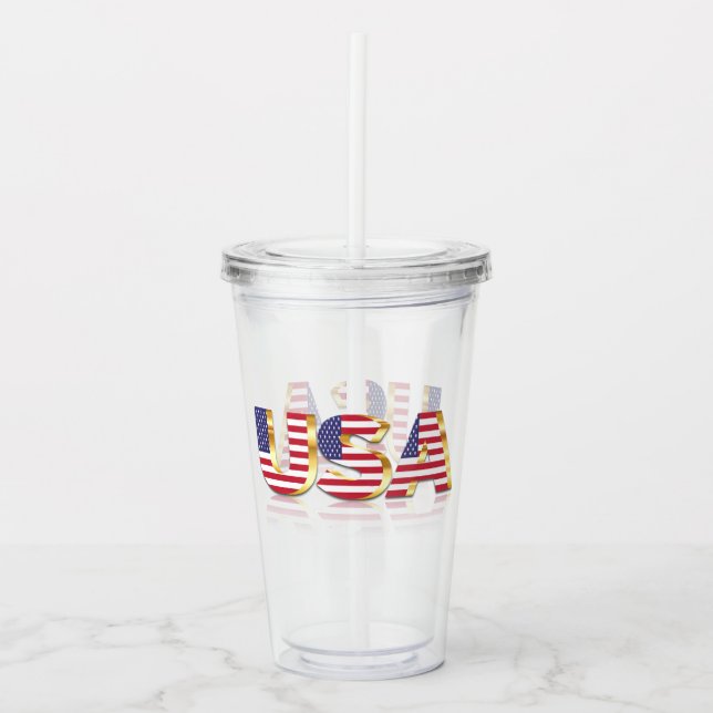 Vaso Acrílico Bandera estadounidense acrílica Tumbler Patriótico (Anverso)