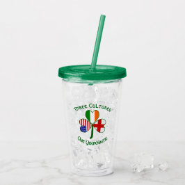 Vaso Acrílico Bandera irlandesa inglesa norteamericana Shamrock