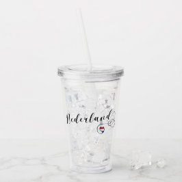 Vaso Acrílico Bandera neerlandesa del corazón