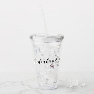 Vaso Acrílico Bandera neerlandesa del corazón