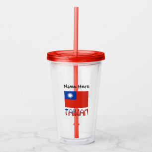Vaso Acrílico Bandera negra taiwanesa de Taiwán personalización