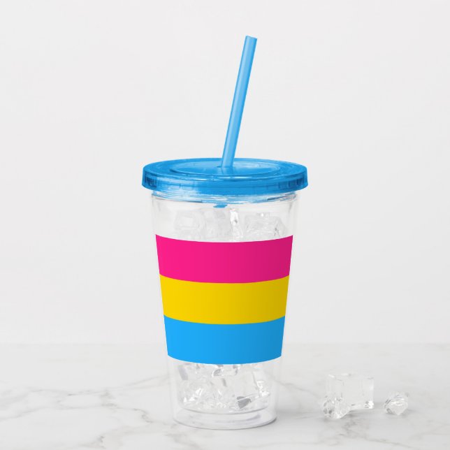 Vaso Acrílico Bandera Pansexual (Reverso (hielo))