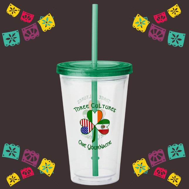 Vaso Acrílico Bandera Shamrock de México Irlanda de Estados Unid (Subido por el creador)