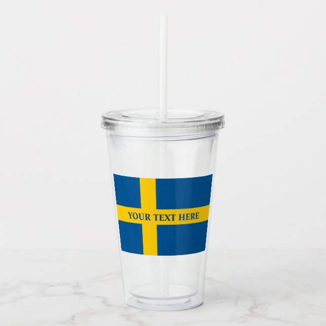 Vaso Acrílico Bandera sueca del personalizado de Suecia (Anverso)