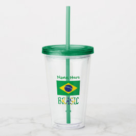 Vaso Acrílico Bandiera Brasil Personalizada