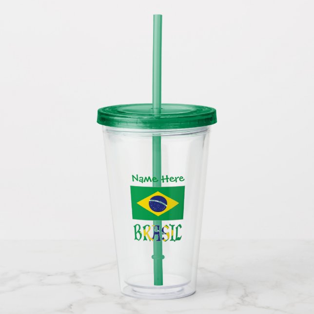 Vaso Acrílico Bandiera Brasil Personalizada (Anverso)