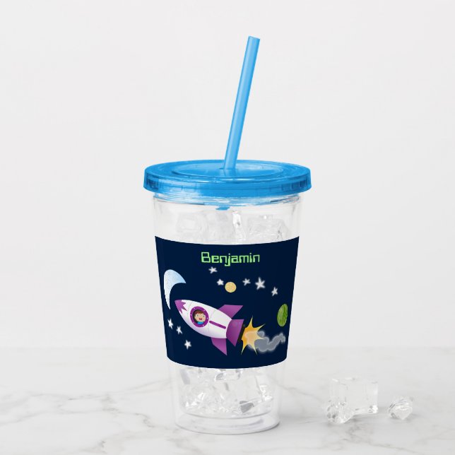 Vaso Acrílico Barco de cohetes en ilustracion de personalizado e (Reverso (hielo))
