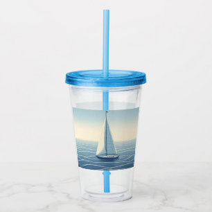 Vaso Acrílico Barco de vela en alta mar