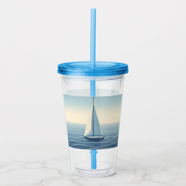 Vaso Acrílico Barco de vela en alta mar (Anverso)