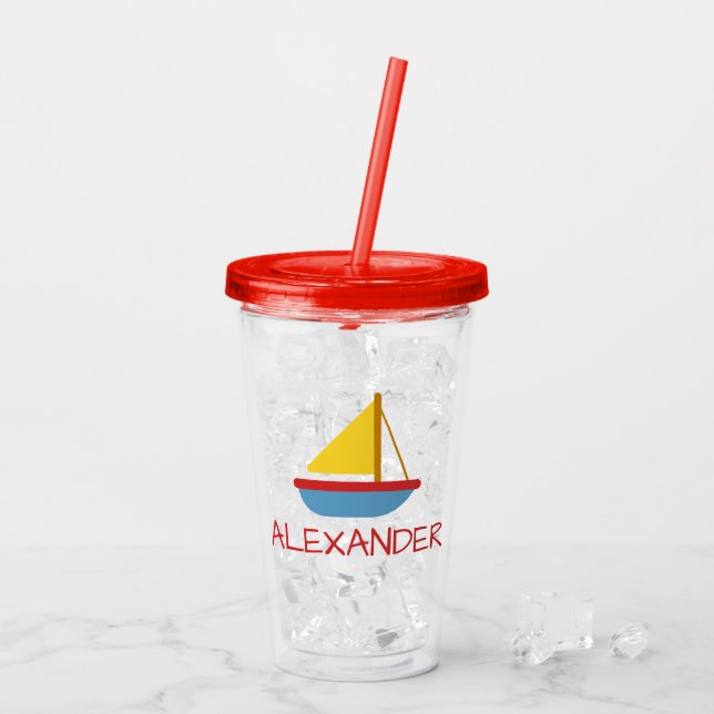 Vaso Acrílico Barcos de vela de juguetes simples y simples perso (Reverso (hielo))