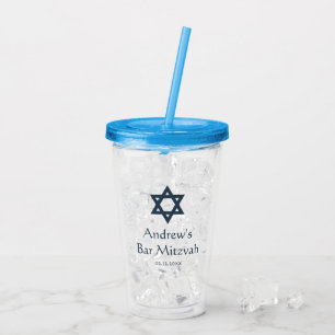 Vaso Acrílico Barra azul marino Mitzvah personalizado