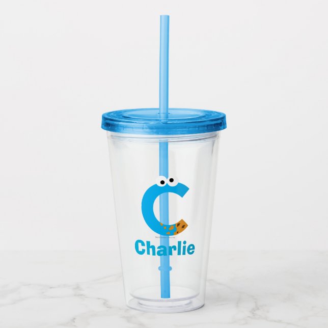 Vaso Acrílico Barrio Sésamo | C es para Cookie Monster (Anverso)