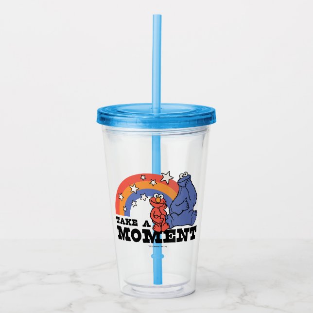 Vaso Acrílico Barrio Sésamo | Elmo y Cookie toman un momento (Anverso)