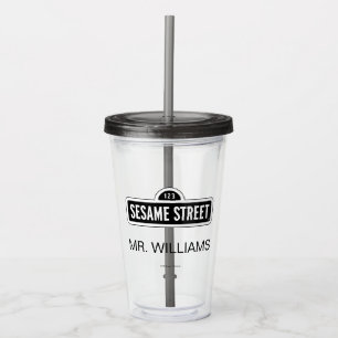 Vaso Acrílico Barrio Sésamo   Logotipo de B&W   Añadir su nombre