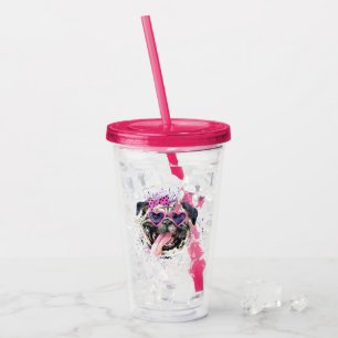 Vaso Acrílico Barro amasado rosado lindo de la acuarela