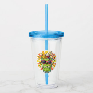 Vaso Acrílico Batido de Aguacate Kawaii Marroquí Zaaza de Verano