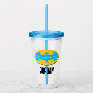 Vaso Acrílico Batman   Símbolo de franjas cian