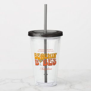 Vaso Acrílico Beach Bachelorette Party Groovy Beachin Babes