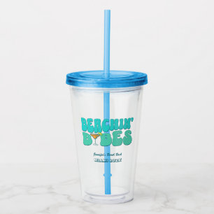 Vaso Acrílico Beach Bachelorette Party Groovy Beachin Babes