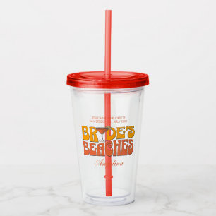Vaso Acrílico Beach Bachelorette Party Groovy Bride's Beach