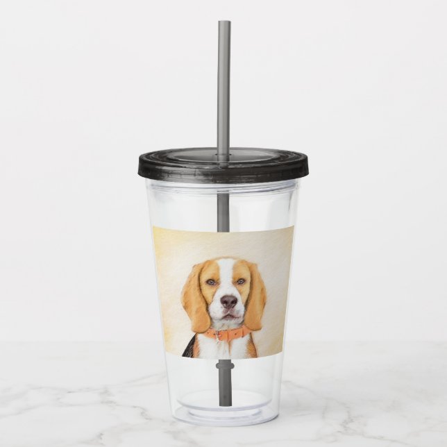 Vaso Acrílico Beagle Hound Dog Pintura original de animales (Anverso)