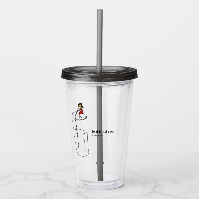 Vaso Acrílico Beba mucha agua Copa de Straw (Anverso)