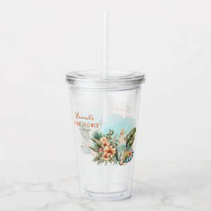 Vaso Acrílico Bebé a bordo Surf Tropical Neutral Baby Shower