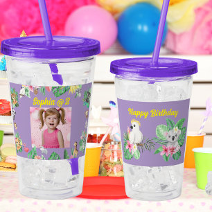Vaso Acrílico Bebé Animales Niños de Tumbler acrílicos Regalo de