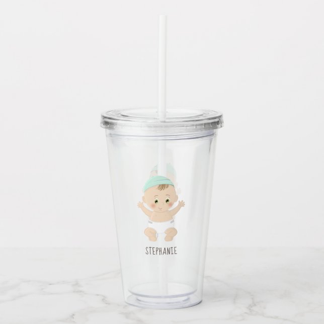Vaso Acrílico Bebé dulce y globo de oso (Anverso)
