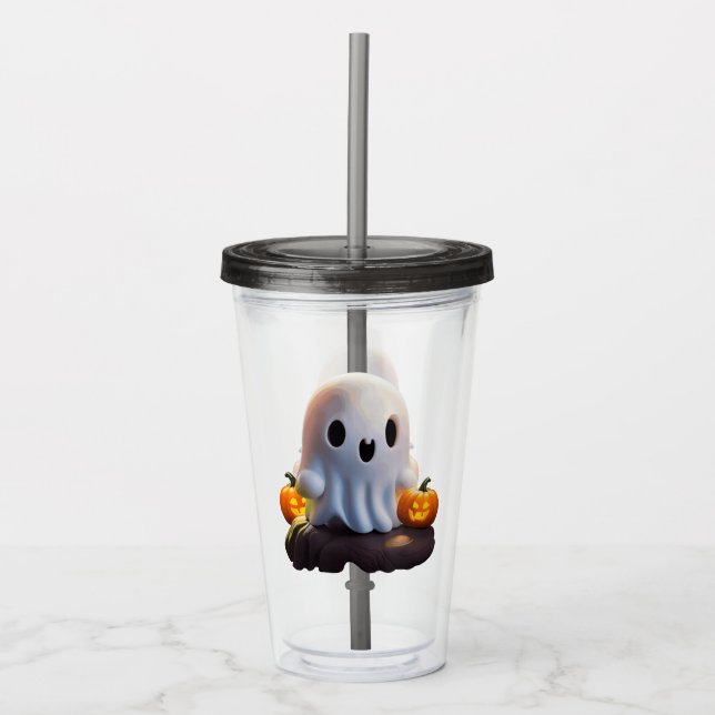Vaso Acrílico Bebé Fantasma Típico personaje de Halloween (Anverso)
