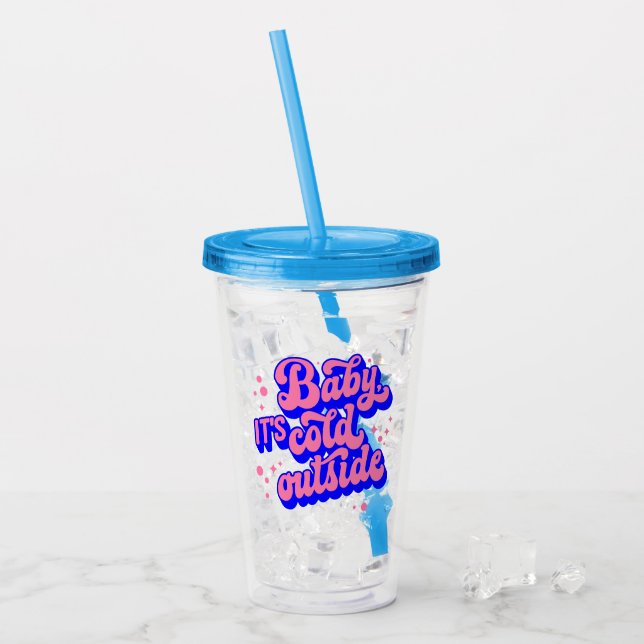 Vaso Acrílico Bebé juguetón, frío fuera del diseño invernal (Anverso (hielo))