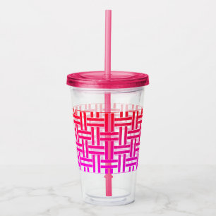 Vaso Acrílico Beber frío rosado Tumbler con paja