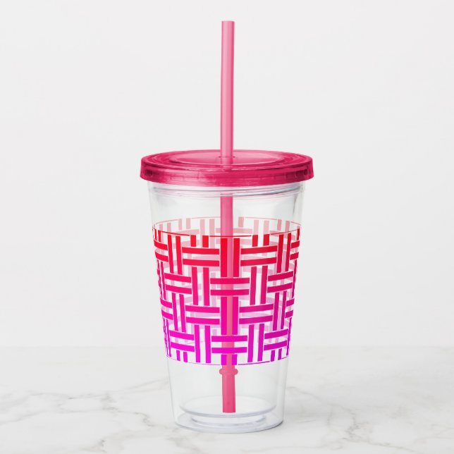 Vaso Acrílico Beber frío rosado Tumbler con paja (Anverso)